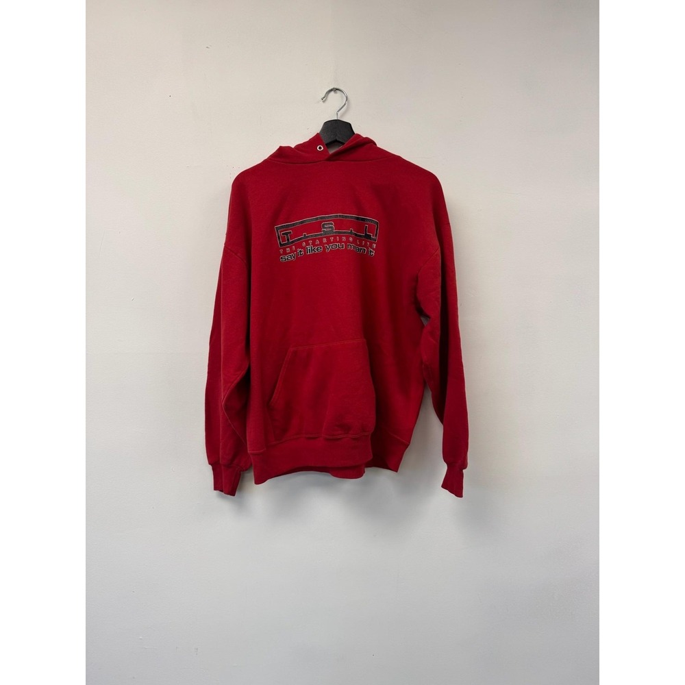 Vintage 90s Jerzees The Starting Line Say It Like You‎ Mean It Red Hoodie Large